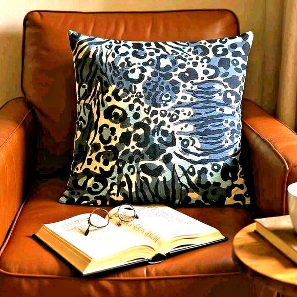 Ikea Kaphyacint Cotton Pillow Cover Indigo Navy Blue White Square No Insert - Picture 1 of 9